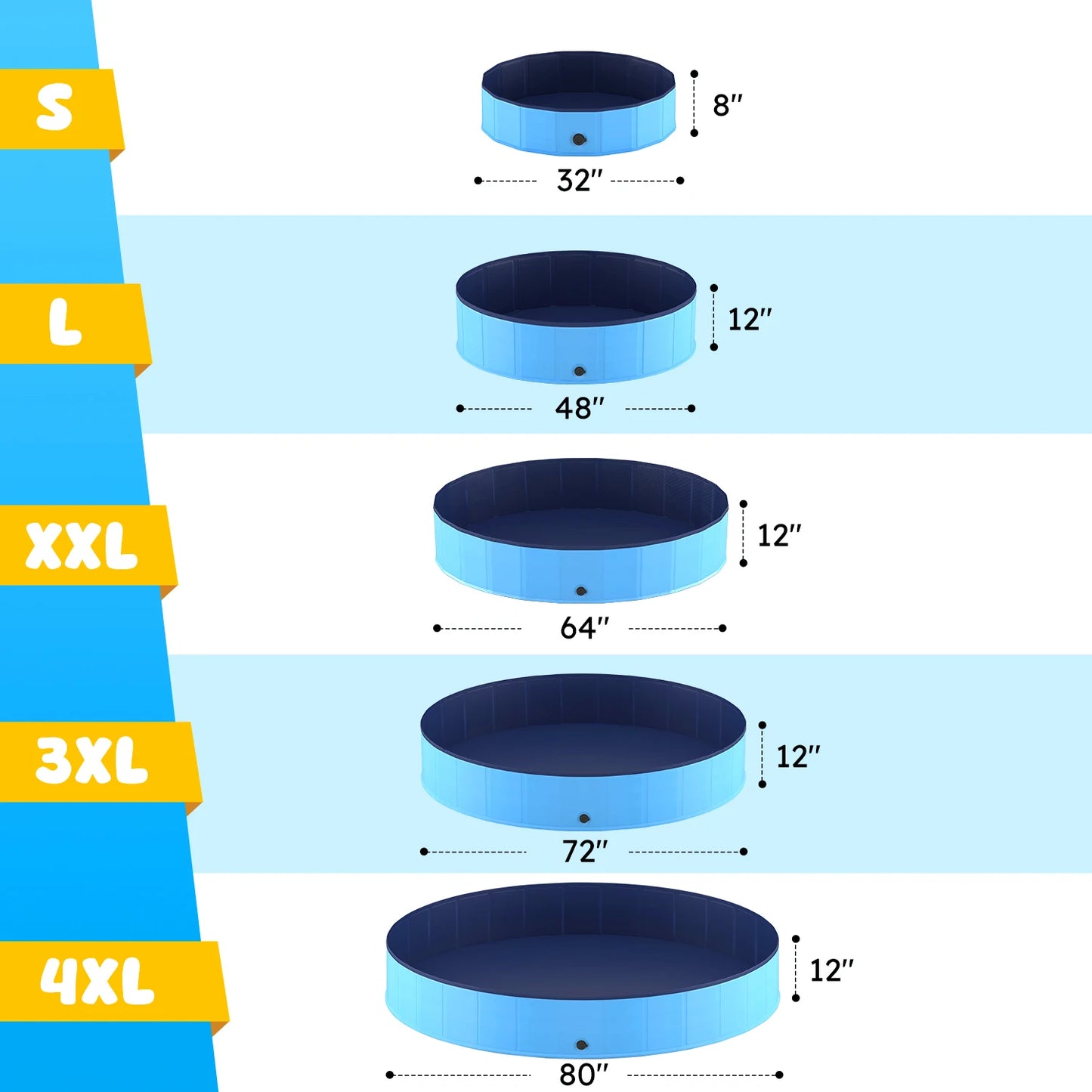 Foldable anti-slip portable pet swimming pool