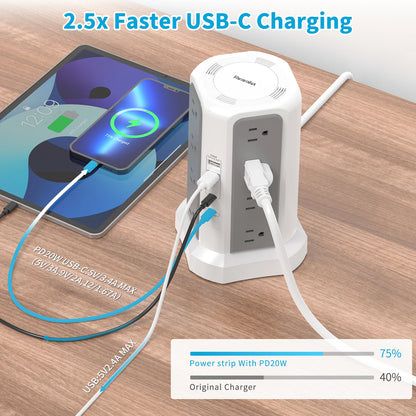 Four-layer extension tower with PD fast charging