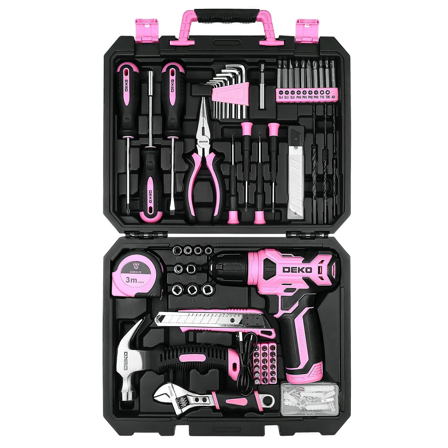 126-piece cordless drill and home tool kit