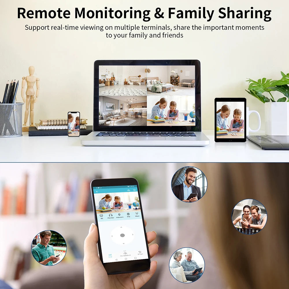 360° indoor security camera with night vision