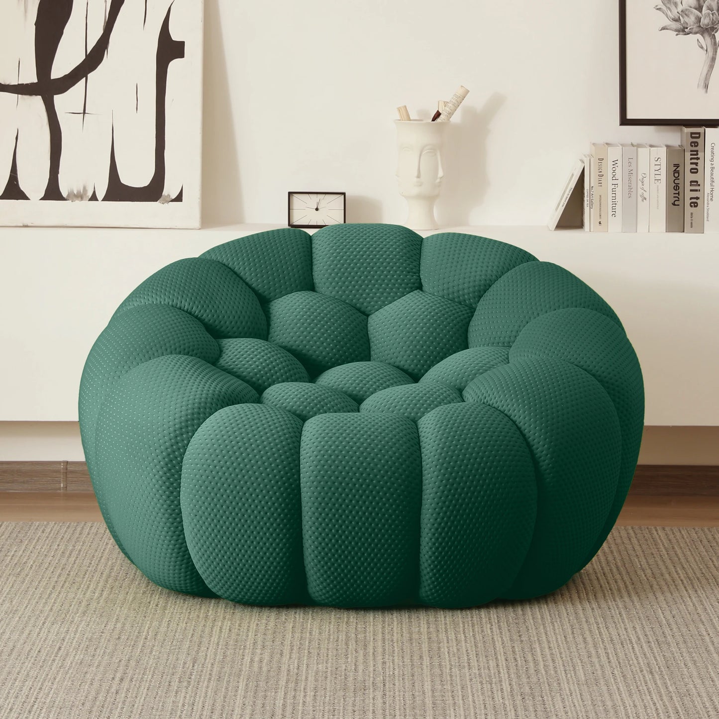 Oversized football-shaped boneless bubble couch chair