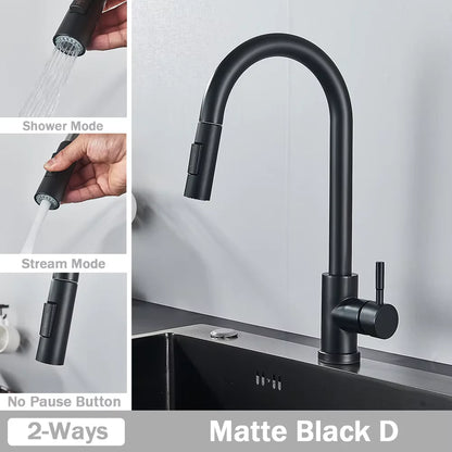 Pull-out kitchen faucet with dual spray modes