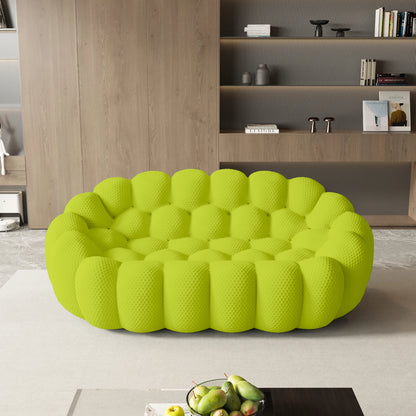 Modern curved boneless loveseat sofa with knitted fabric
