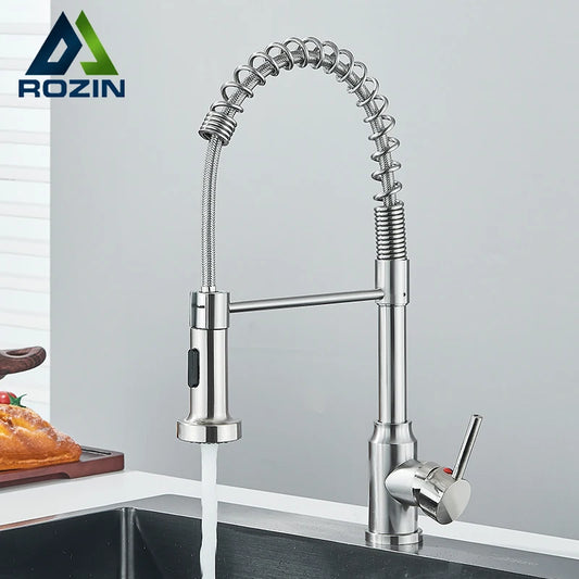 Single handle pull-down kitchen faucet with swivel nozzle