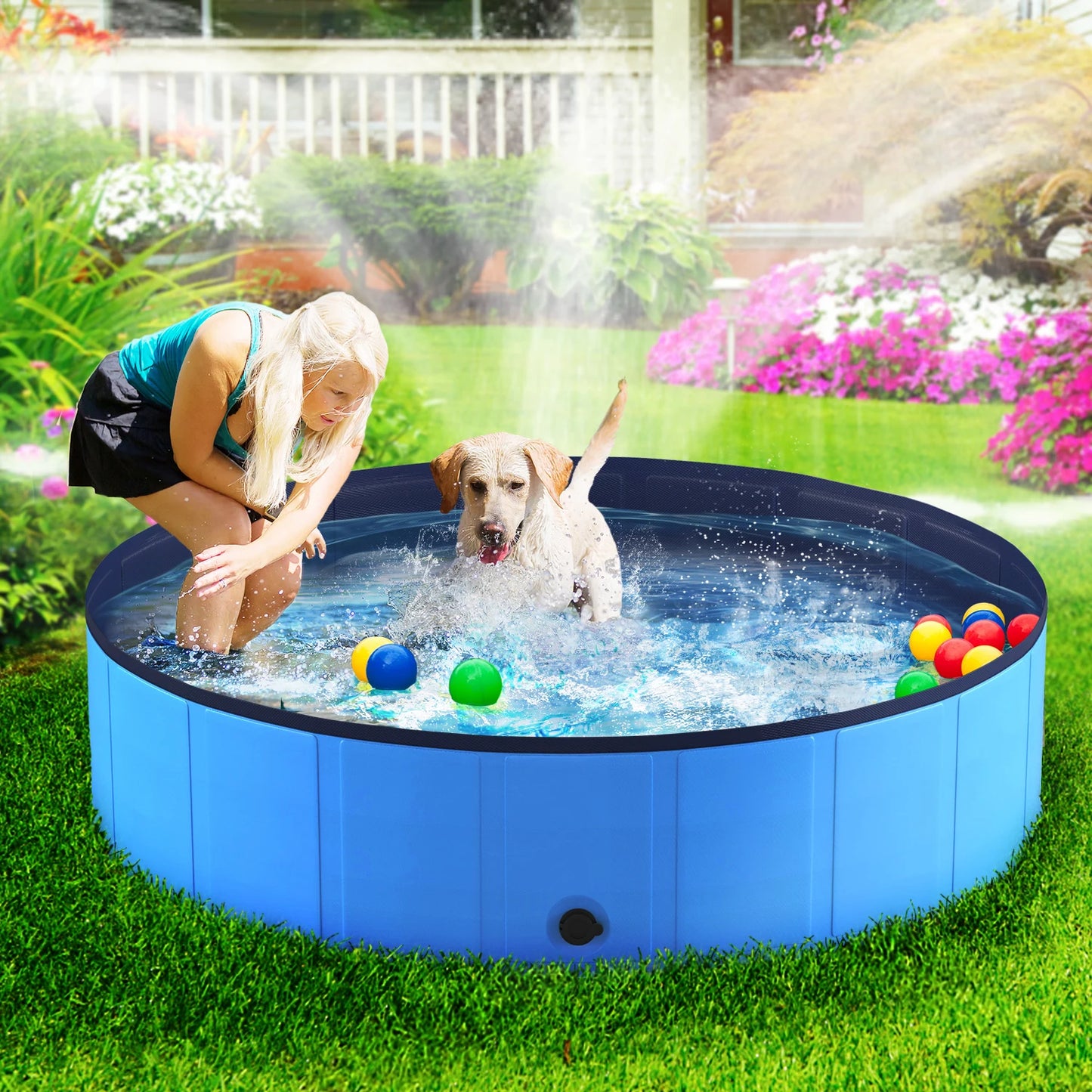 Foldable anti-slip portable pet swimming pool