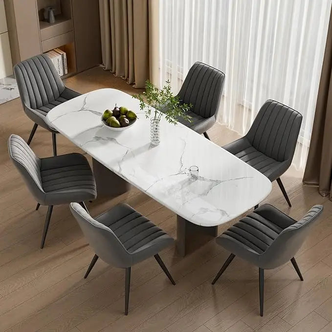 Mid-century modern upholstered dining chairs set of six