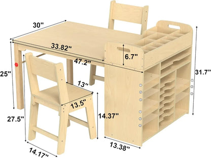 Kids art table and chairs with storage