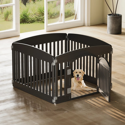Expandable six-panel portable dog playpen fence