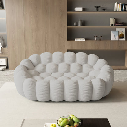 Modern curved boneless loveseat sofa with knitted fabric