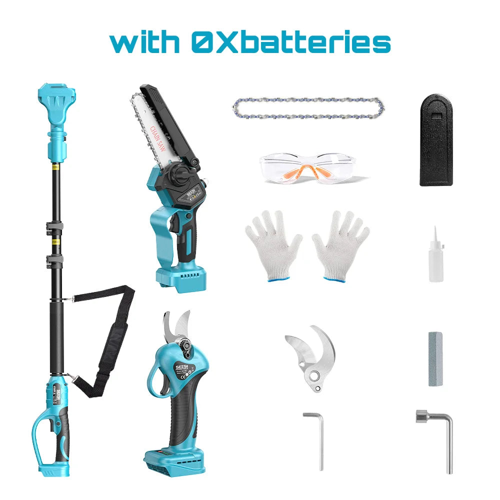 3-in-1 telescoping electric pruning and chainsaw tool