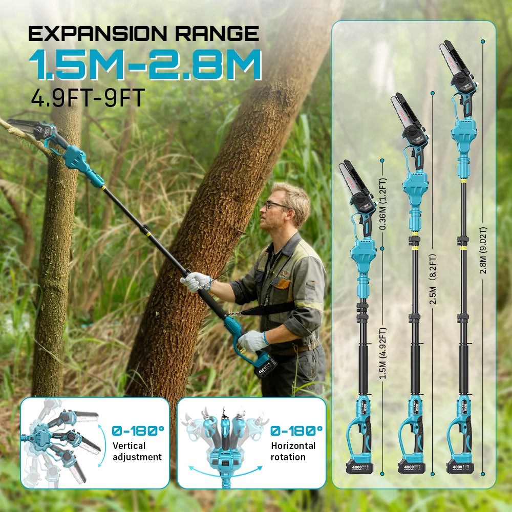 3-in-1 telescoping electric pruning and chainsaw tool