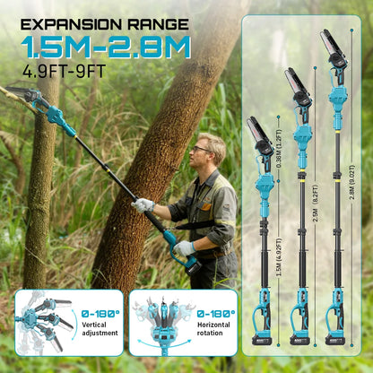 3-in-1 telescoping electric pruning and chainsaw tool