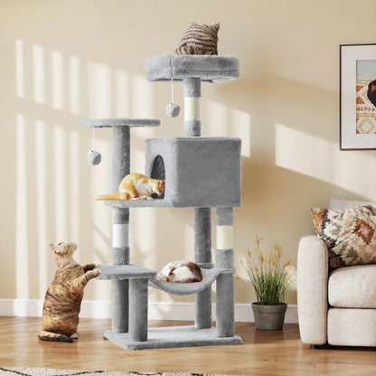 Tall multi-level cat tree with posts