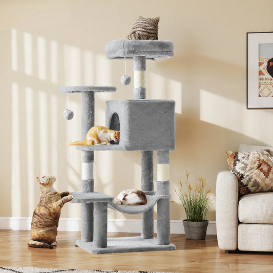 Tall multi-level cat tree with posts