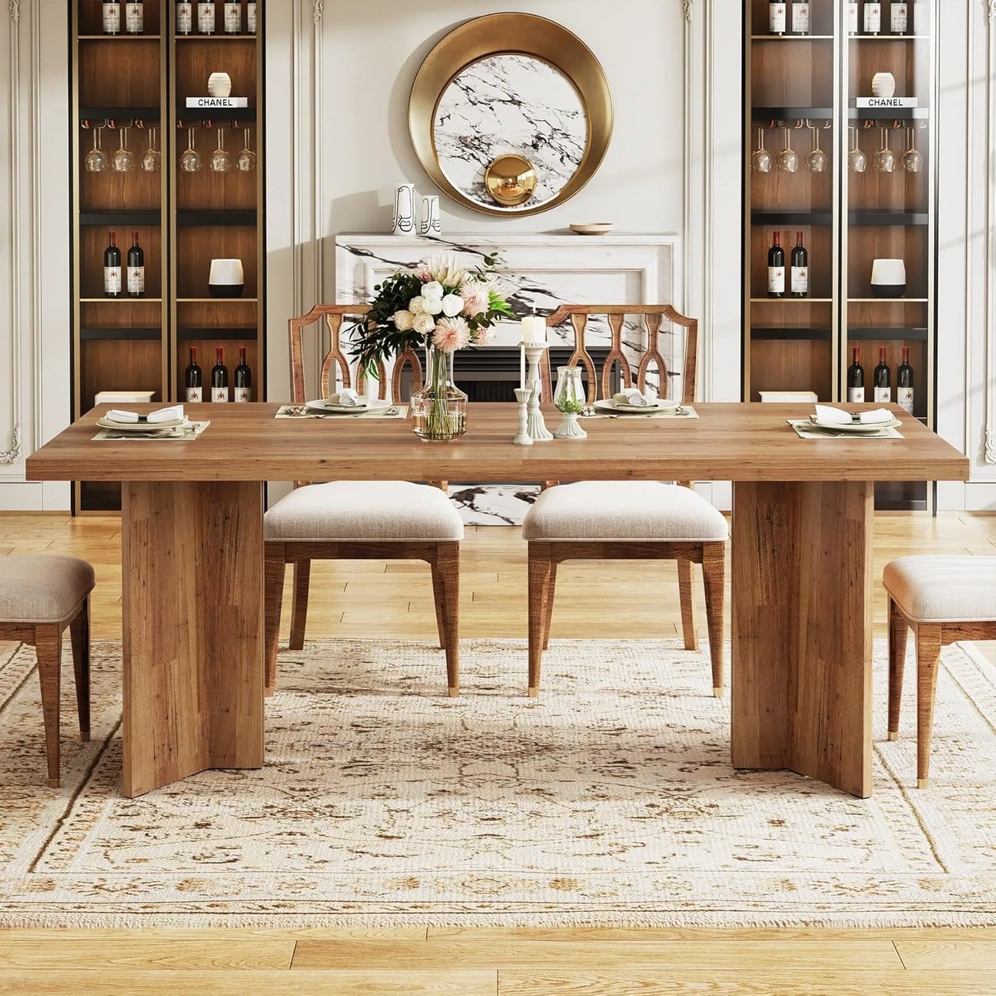 Farmhouse dining table for four to six